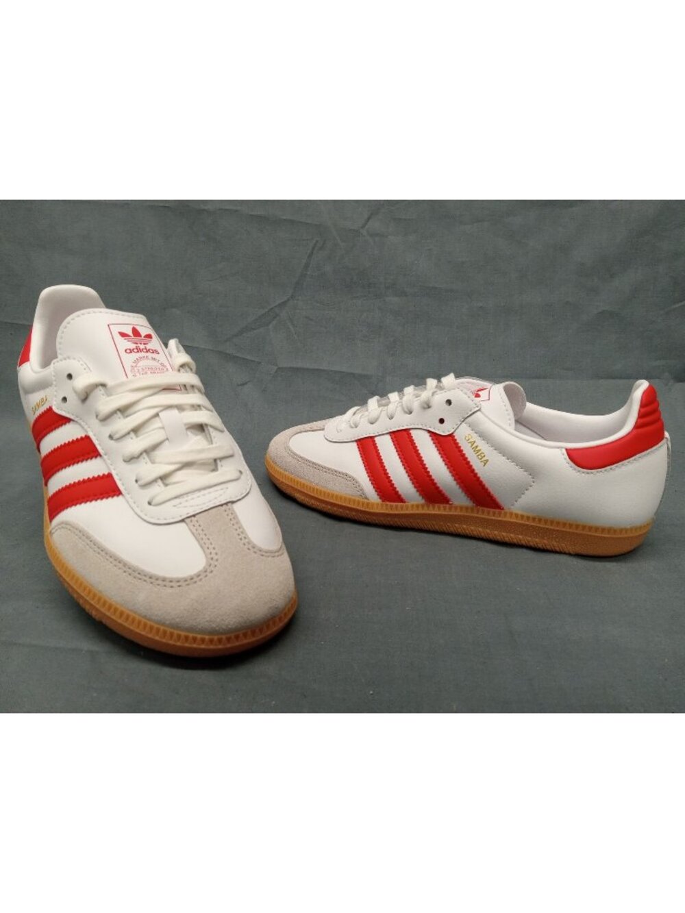 Adidas Samba OG J (GS) Sneakers Leather White Red JQ2833 Boys Size 5 NEW NO BOX!